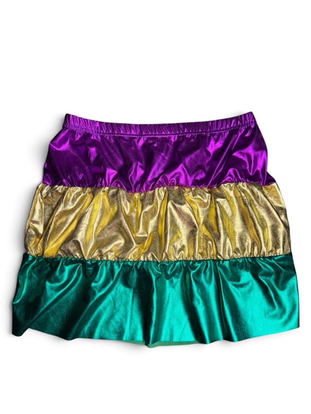 NWOT Mardi Gras Metallic Tiered Skirt Large Purple Gold Green Carnival